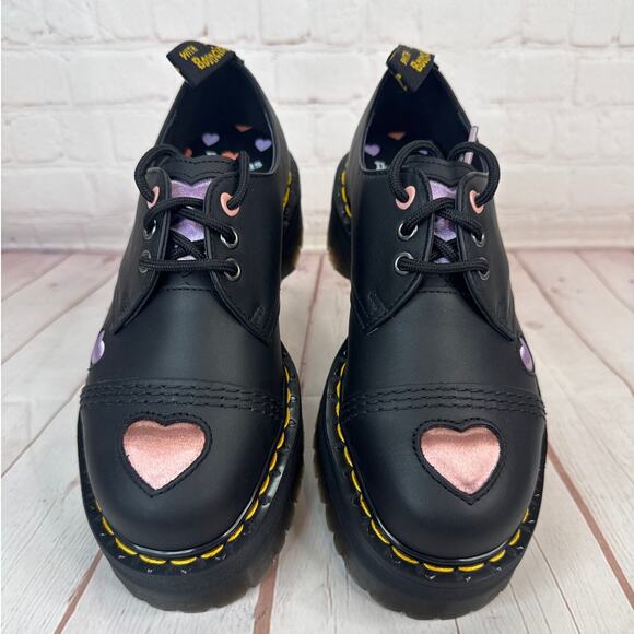 Dr. Martens 1461 Lace Up Quad Heart Leather Platform Shoes Women’s Size 7 - Picture 6 of 10